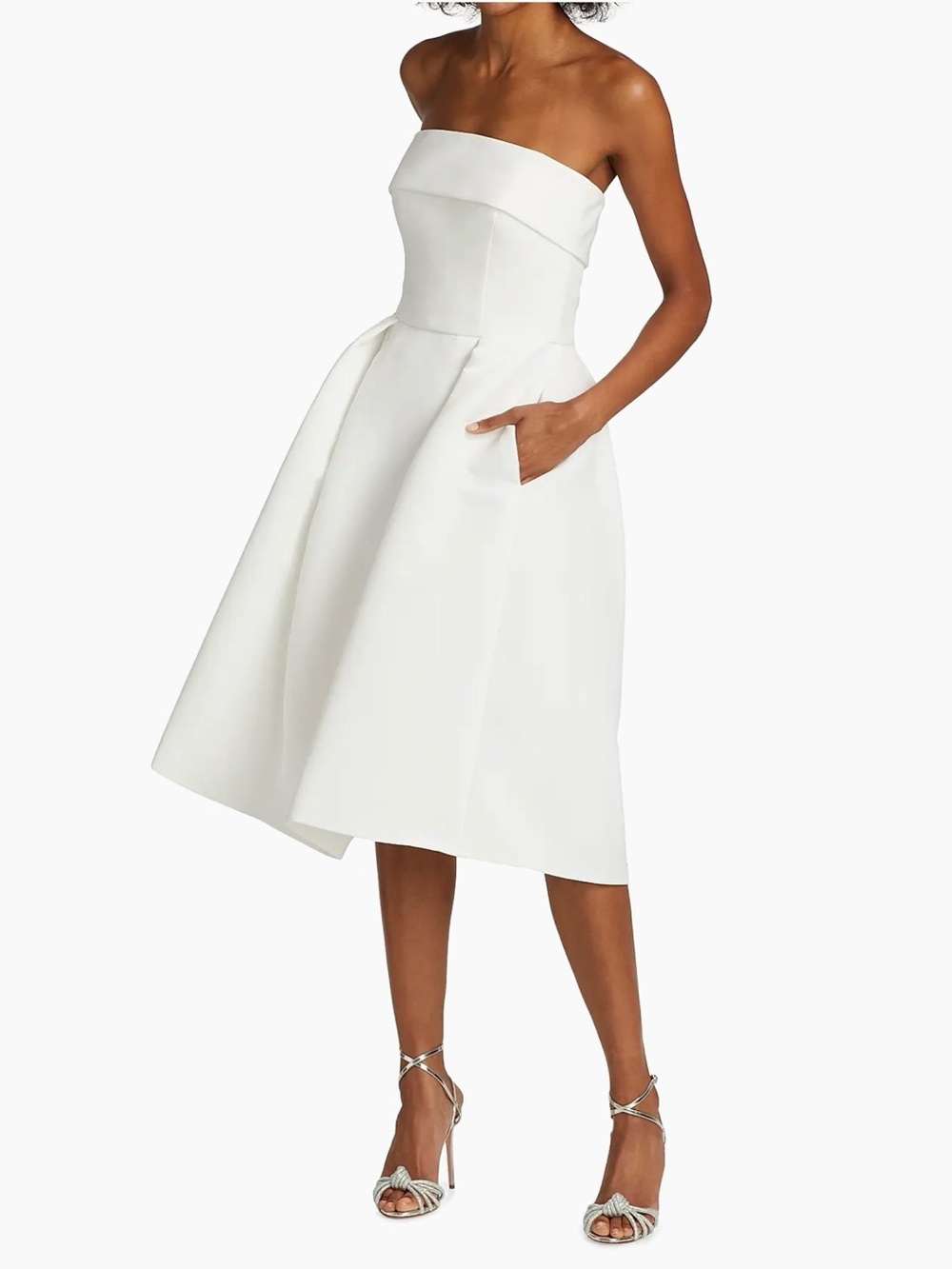 Amsale Strapless White Midi Bridal Dress View 3
